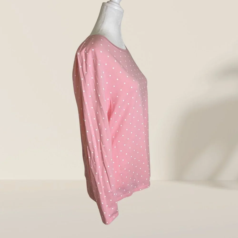 Style & Co. Pink Polka Dot Long Sleeve Tee – Size Large (NWT) - Picture 2 of 6